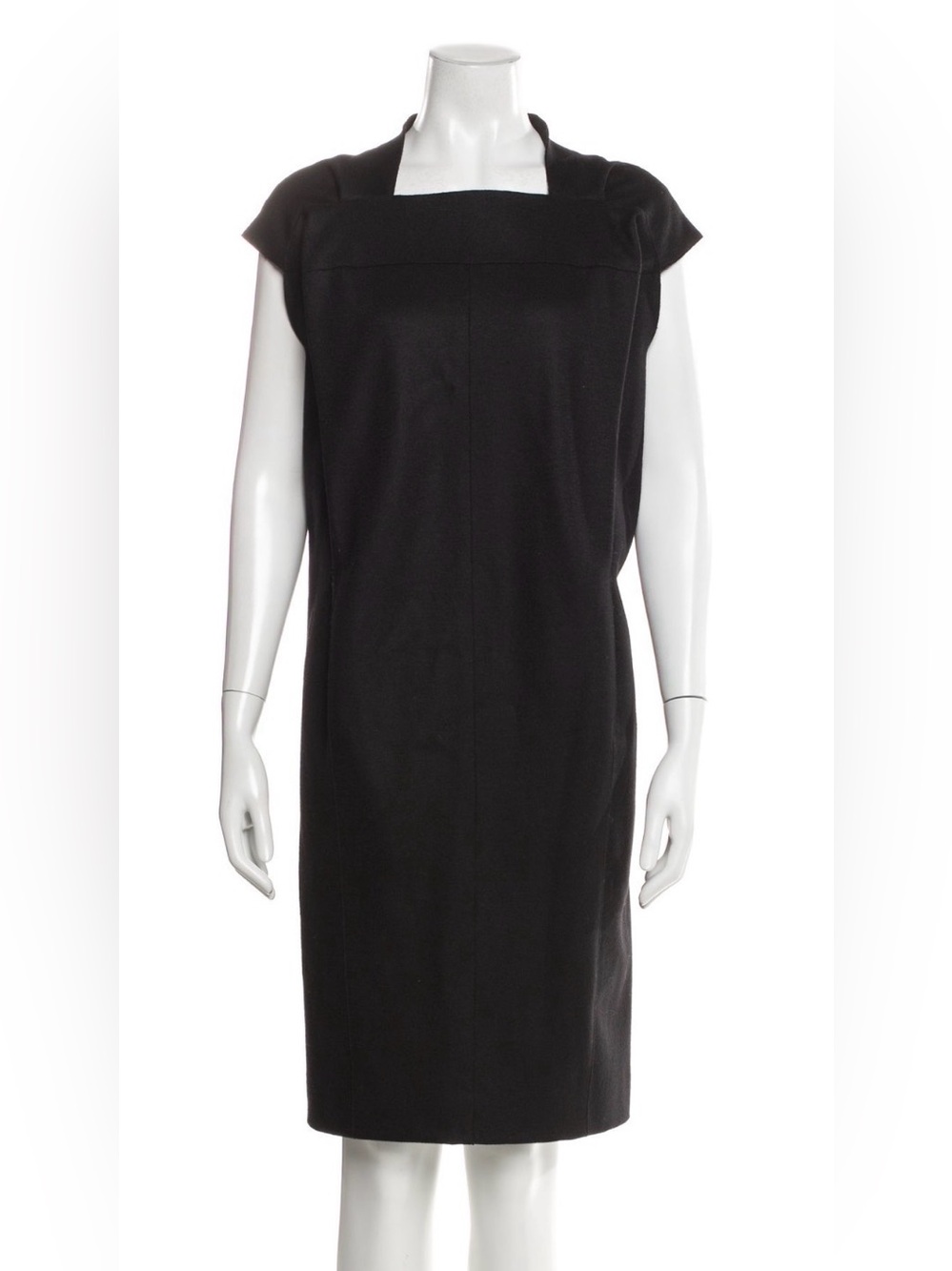 Marc Jacobs Archival Piece Black wool blend Square-Neck Midi Dress minimalist